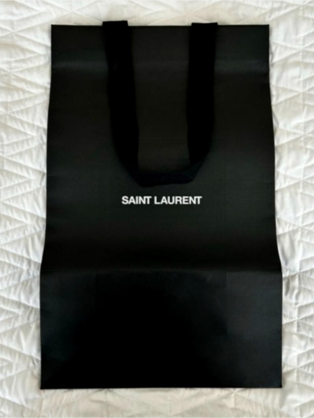 Saint Laurent Black Paper Tote with White Logo L